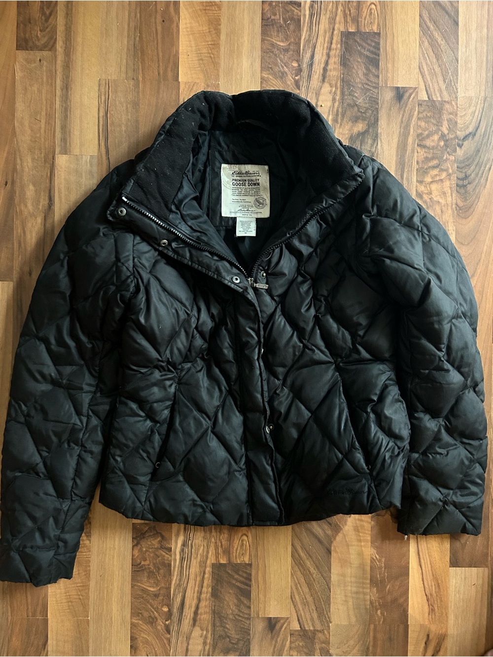 Eddie Bauer Goose Down Jacket Women’s Medium Black Puffer SEE PHOTOS Warm Coat